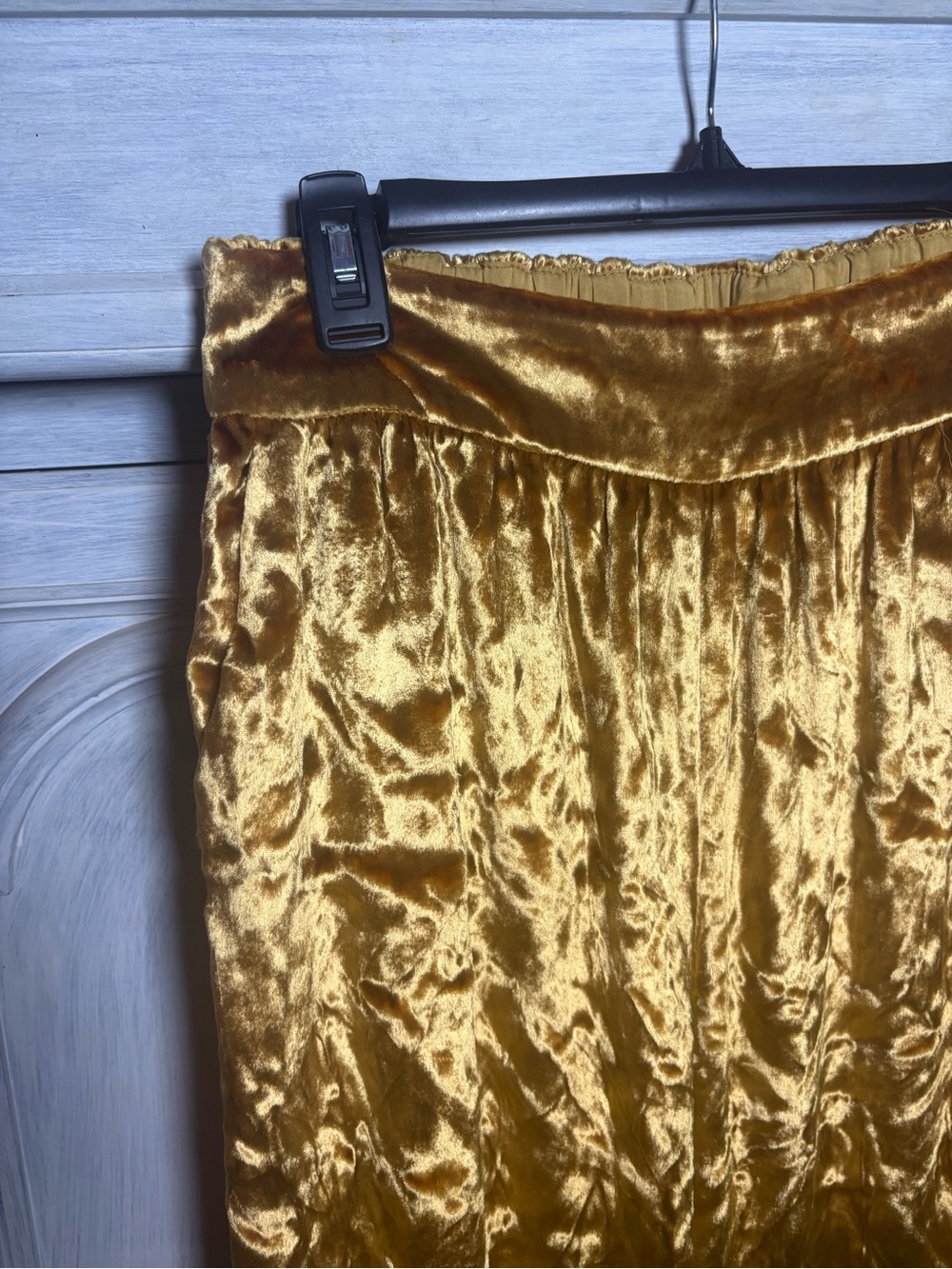 Anthropologie Maeve Gold Crushed Velvet Wide Leg Pants Boho Chic Preppy Festive - Picture 4 of 8